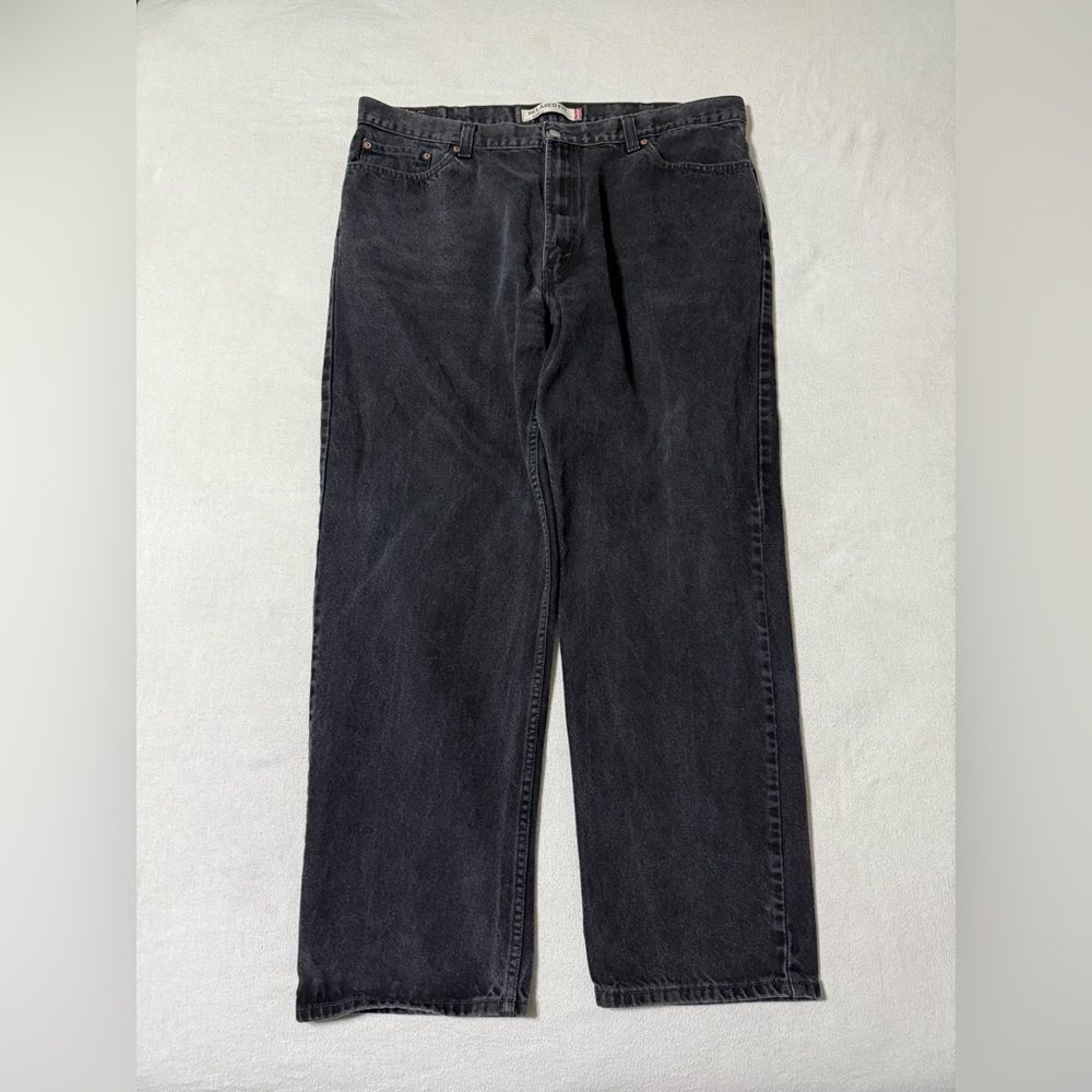 Levis 550 Jeans Mens 42x31 Black Relaxed Tapered Dark Wash‎ Y2K